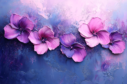Impasto Purple Pink Flowers