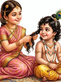 krishna-sister-braiding