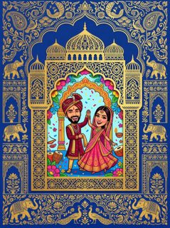 indian wedding caricature