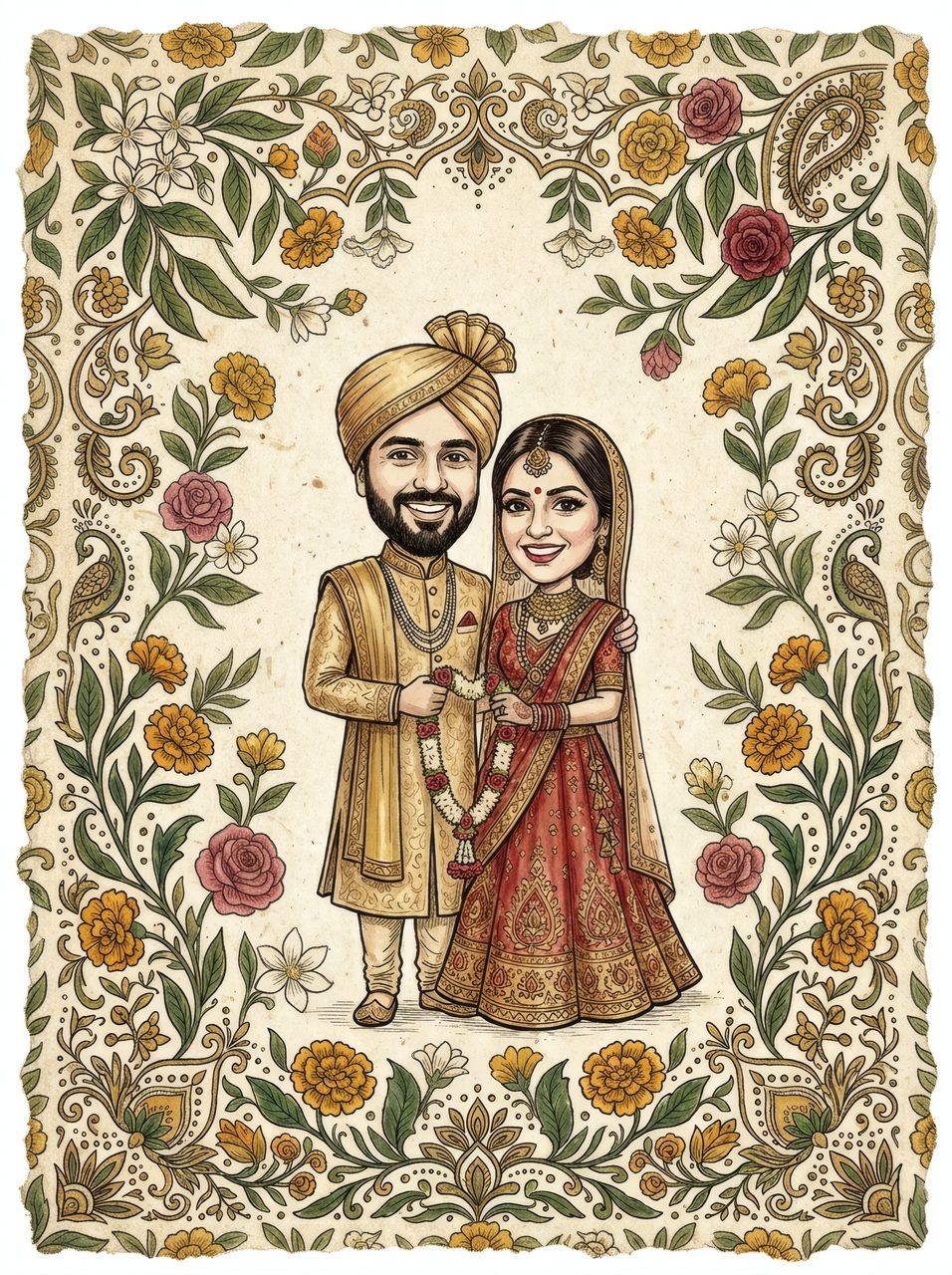 Indian wedding caricature