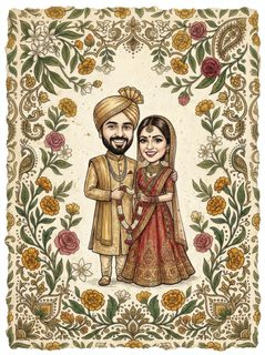 Indian wedding caricature