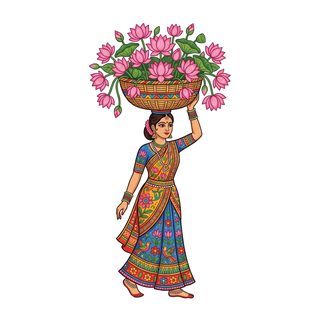 woman carrying flowers