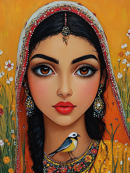Indian Woman With Bird