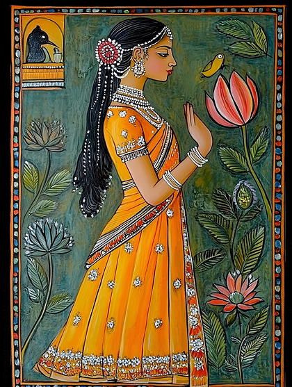 Indian Woman With Lotus Flower
