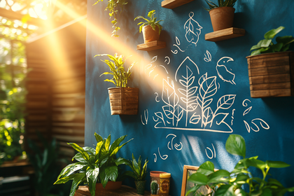 Indoor Garden Wall Art with Chalk Drawings