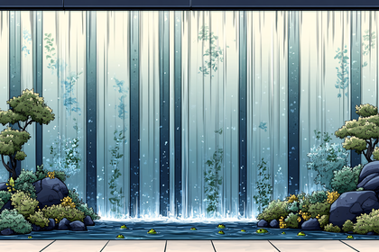 Indoor Waterfall Garden Illustration