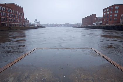 Industrial Riverfront on Overcast Day
