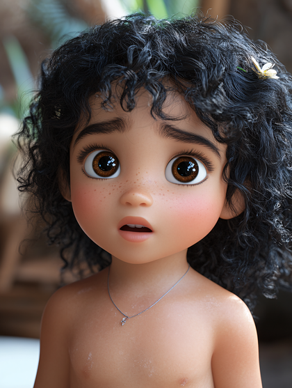 Innocent Curly Haired Girl Portrait