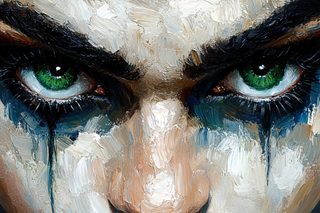 Intense Emerald Gaze Oil Painting