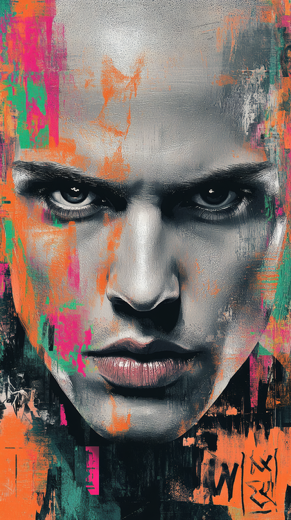 Intense Gaze Abstract Portrait