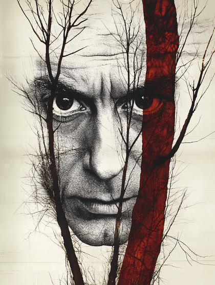 Intense Gaze Behind Branches