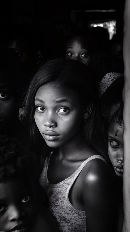 Intense Gaze in the Shadows