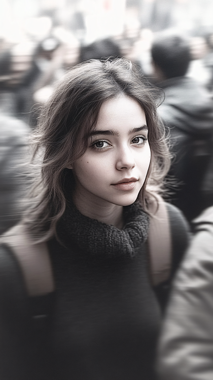Intense Gaze of a Young Woman