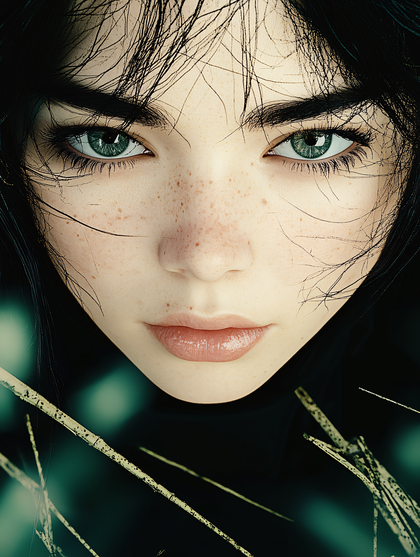 Intense Gaze Of Freckled Woman