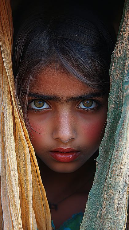 Intense Gaze Of Young Girl