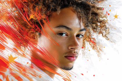 Intense Gaze Portrait with Artistic Flair