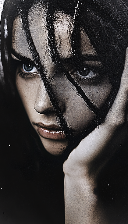 Intense Gaze Through Veil