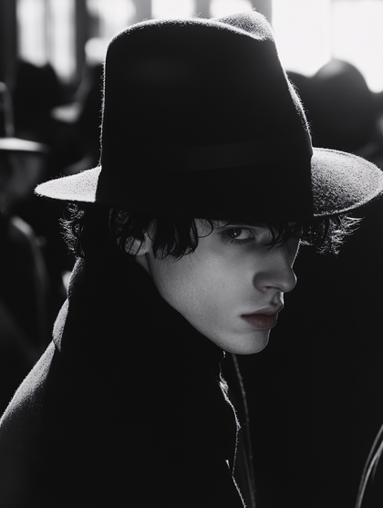 Intense Gaze Under Shadowy Fedora
