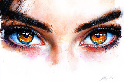 Intense Gaze Watercolor Eyes