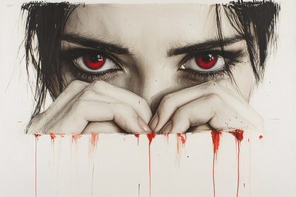 Intense Gaze with Crimson Eyes