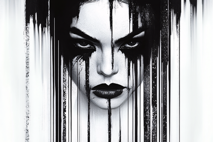 Intense Gaze With Dripping Paint