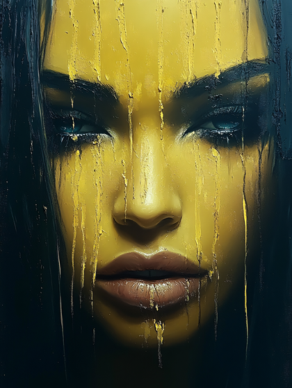 Intense Gaze With Golden Tears