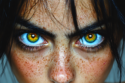 Intense Gaze with Heterochromia Eyes