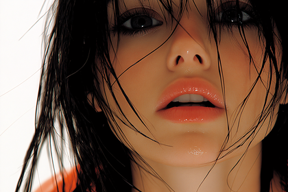 Intense Gaze with Wet Hair Close-Up
