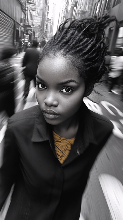 Intense Gaze Young Woman Street Portrait