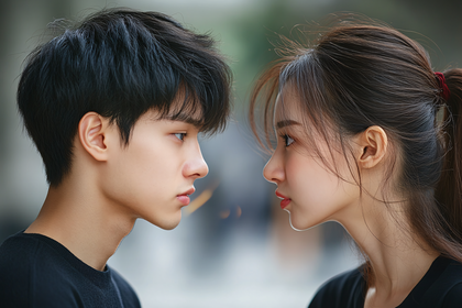 Intense Stare of Young Asian Couple
