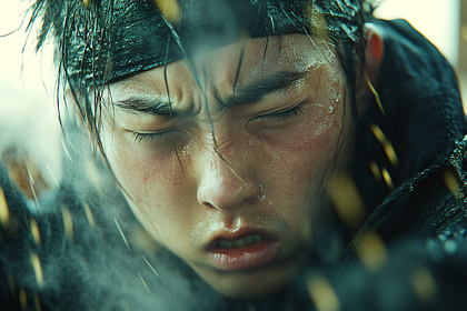 Intensely Focused Asian Warrior
