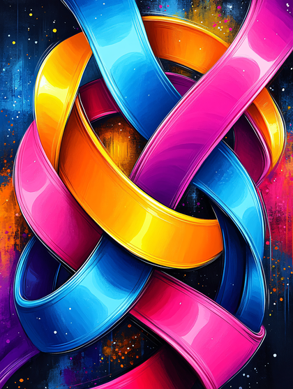 Free Download Abstract Intertwined Colorful Ribbons Digital Artwork