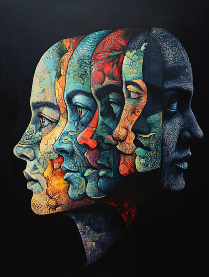 Intertwined Facades of Multicolored Expressions