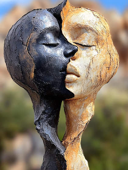 Intertwined Faces Sculpture