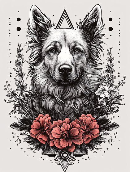 Intricate Floral Dog Portrait