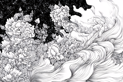 Intricate Floral Line Art