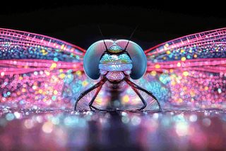 Iridescent Dragonfly Head Close-up