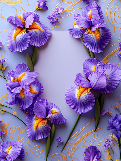 Iris Flower Frame with Blank Space for Text