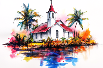 Island Church Watercolor
