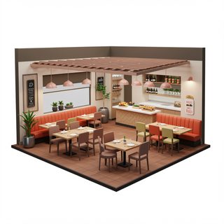 isometric restaurant interior