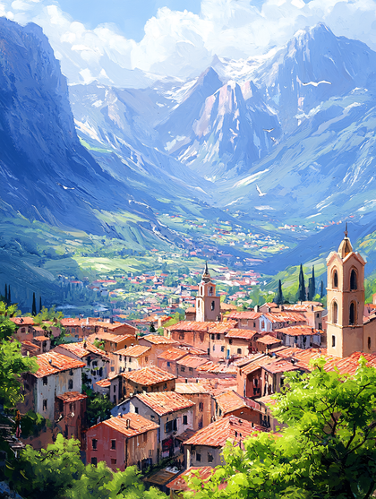 Italian Village in Mountain Valley