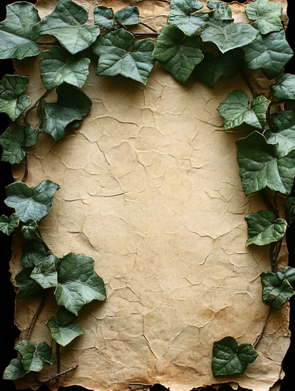 Ivy Frame On Vintage Paper
