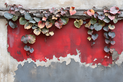 Ivy On Red Wall