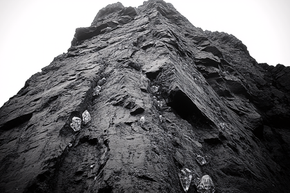 Jagged Cliff Face with Ice Formations