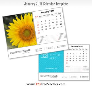 January 2016 Calendar Template