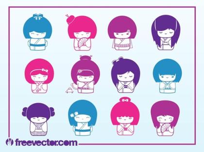 Japanese Characters Free Vector