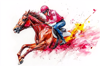 Jockey Racing On Horseback