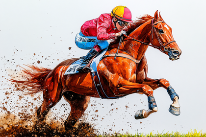 Jockey Riding a Racehorse