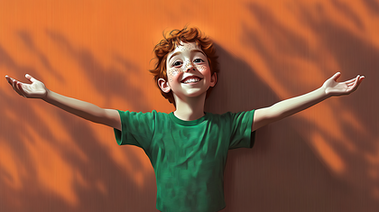 Joyful Boy With Open Arms