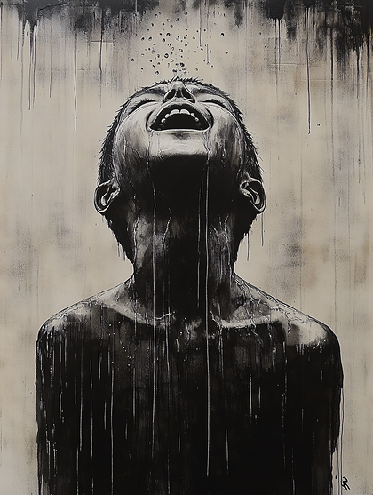 Joyful Child In Rain